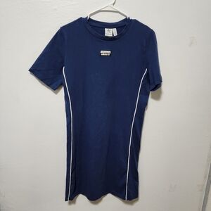 Adidas Originals Women's Slim Fit Piped T-Shirt Dress, Blue, Size XL